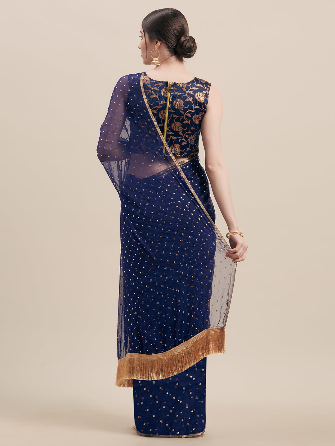 Embellished Bollywood Georgette Saree  (Blue)
